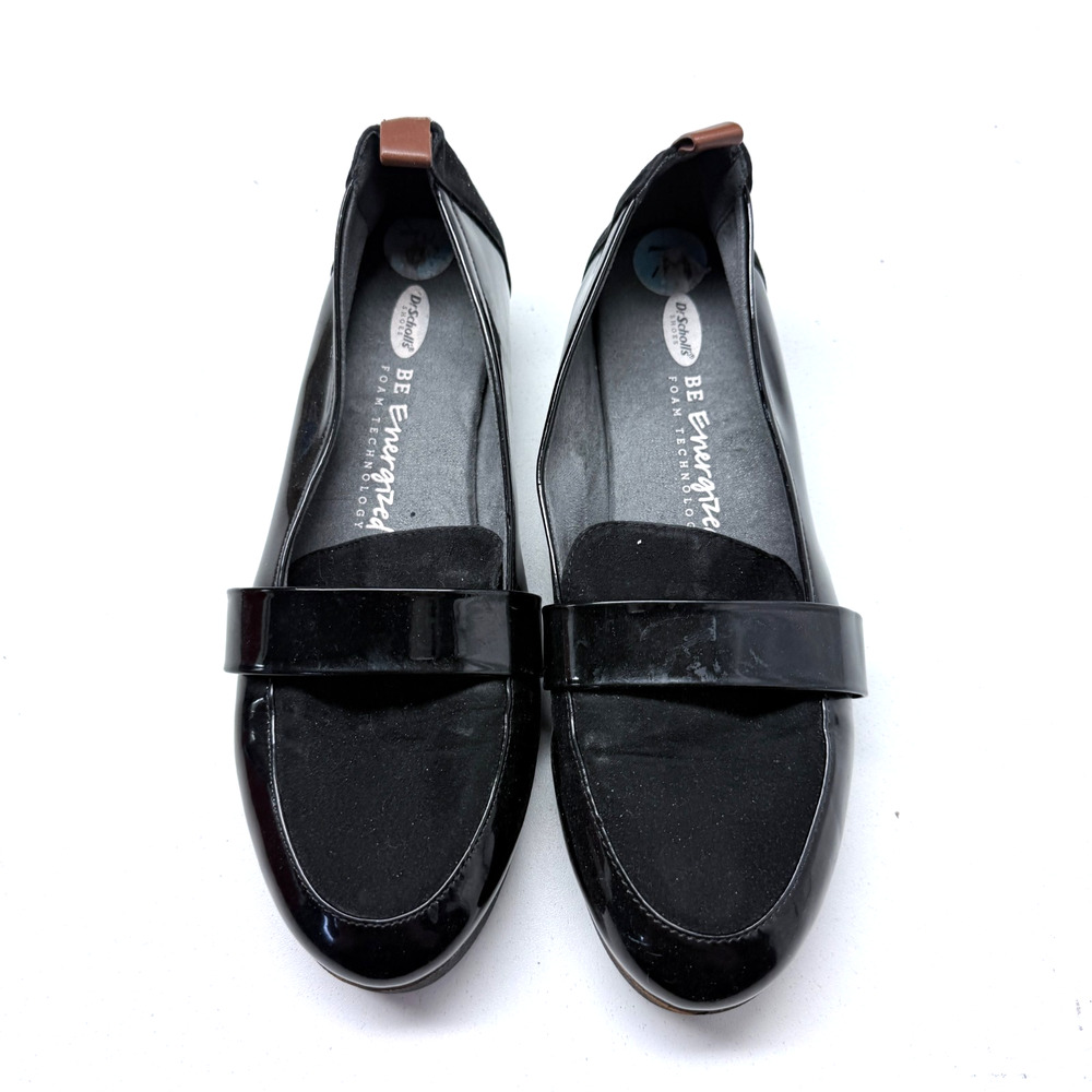Dr. Scholl's black patent leather faux suede Black Loafers Webster Size 7.5